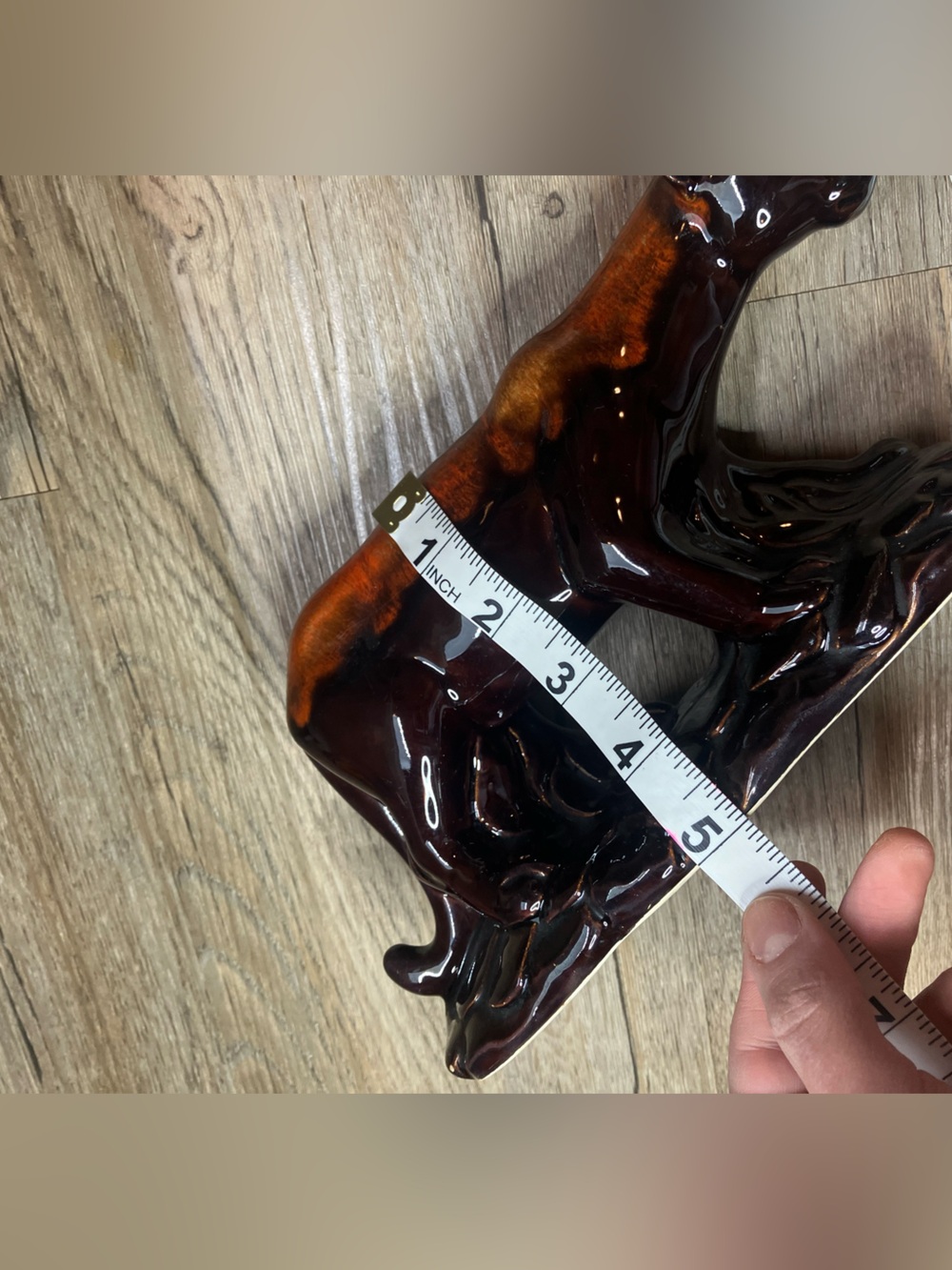 Vtg MCM Ceramic Cougar Panther Figurine Brown & Orange Drip Glaze Cat Figure - Picture 6 of 7